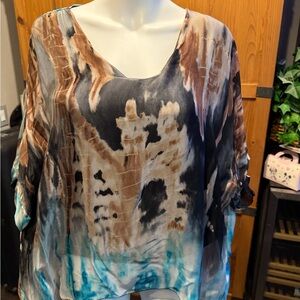 Chic Women's Blouse in Black, Brown, and Blue